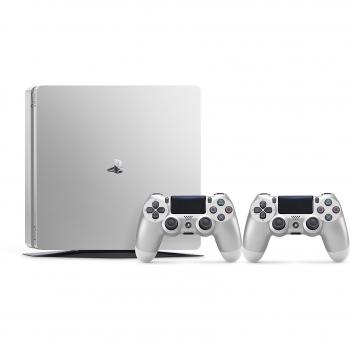 Console de jeu Sony PS4 Slim 500GB Silver avec 2 manettes – Gris