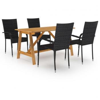 VidaXL 5 Piece Bistro Set Black