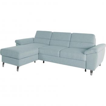 SIT&MORE Sorano L‑Form Ecksofa Blau (Aqua) – Schlafbett‑Option inklusive Schublade