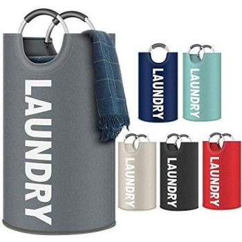 UOON Faltbare Wäschetonne 82L, Dunkelgrau