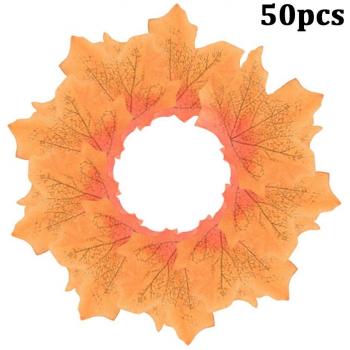 50Pcs Fall Decor Artificial Maple Leaves for Weddings and Events