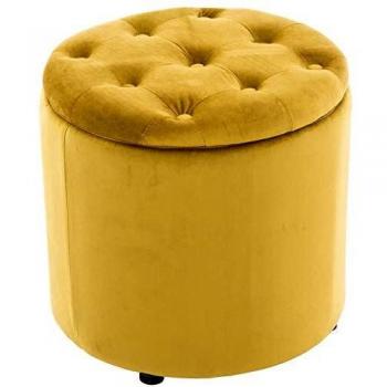 Pouf Pantin Velours Jaune