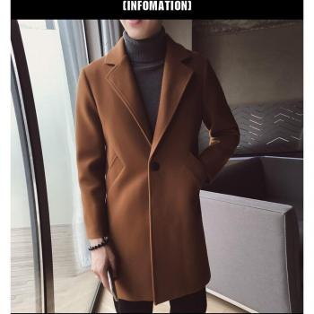 Trendy Brown and Black Wool Coat for Men