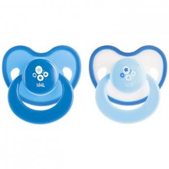 Lulabi Pacchetto di 2 Ciucci Ortodontici in Silicone – 3 Mesi – Blu Pastello