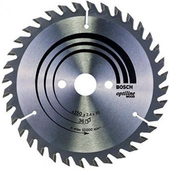 Bosch 2608640593 Optiline Wood Circular Hand Saw Blade, 150mm x 2.4mm x 20mm, 36 Teeth, Grey