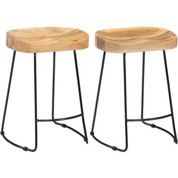 Taburetes de Cocina Gavián, Madera Maciza de Mango – Set Doble