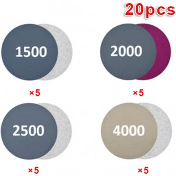 20 Pcs 75mm Hook & Loop Sanding Pads, Waterproof Wet/Dry Sandpaper, Grits 1500-4000