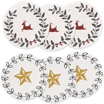 Sottopiatti Natalizi Antimacchia Set 6 Pz Rotondi 33 Cm in PVC