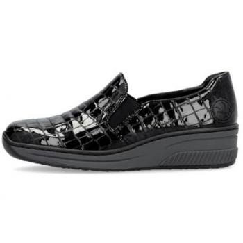 Schwarze Damen Sneakers von Rieker mit Gummiband, Gr. 39
