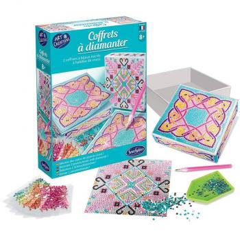 Sentosphere Strassstein-Sammelbox, Bastel-Set, Kreativ-Set, DIY, Motiv: farbenfrohe Designs