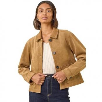 Roman Stone Finish Suedette Classic Jacket (Women’s Size 10)