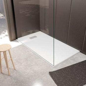 Receveur Blanc Pierre 80x140 cm avec Grille Décorative