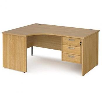 Maestro 25 Left-Hand Corner Desk with Pedestal, 1600 mm Wide, 1200 mm Deep – Oak Top & Panel End Legs (Model: MP16ELP3O)