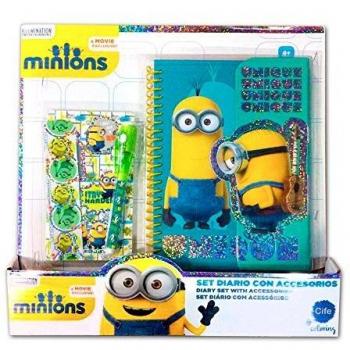 Agenda Minions con Glitter y Accesorios