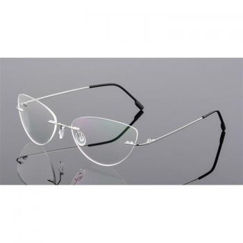 Oulylan Myopia Frame Rimless Cat Eye Eyeglasses