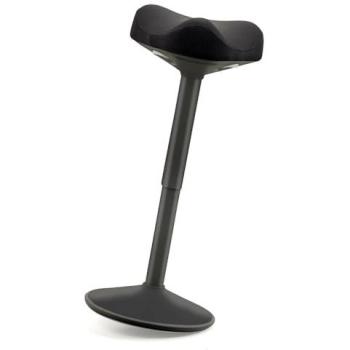 Tabouret Noir à Bascule pour Bureau, Base Bombée Antidérapante, Ajustement d’Hauteur – Confort Selle