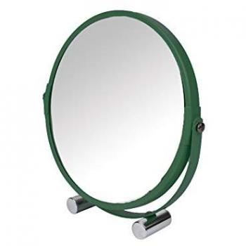 Miroir ampli‑double face 17 cm – Structure en métal vert