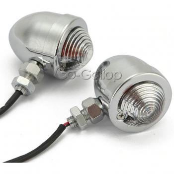 2x Amber Kugel Motorrad Blinker Chrom für Honda Suzuki Yamaha Kawasaki Cruiser