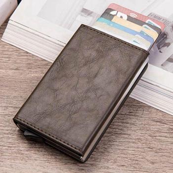 Aluminum RFID Business Card Wallet with Magnetic Closure and Mini Zipper