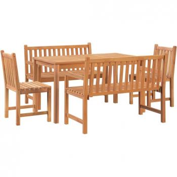 Mobilier de terrasse en bois de teck – ensemble 5 pièces