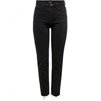 Jeans Only Onlemily HW St Raw Ankle, negro, talla 36/L32