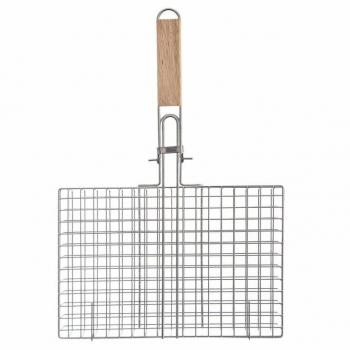 Panier de cuisson en métal chromé avec poignée en bois 883