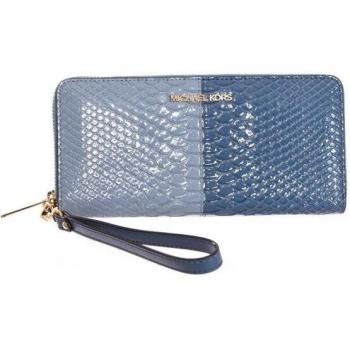 Pochette en Cuir Bleu à Fermeture Zippée