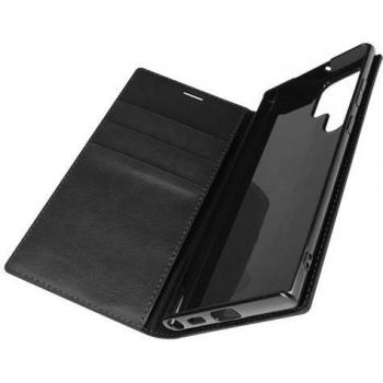 Étui en cuir noir pour Samsung Galaxy S22 Ultra avec fonction support et porte-cartes