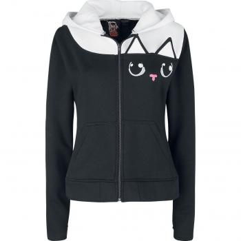 Felpa Seta Cupcake Cult – Cappuccio Gatto in Nero/White