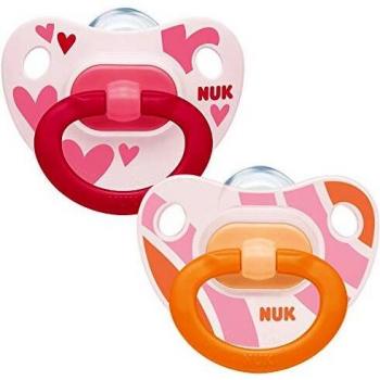 NUK Happy Days Soothers, Butterfly and Balloon OR Hearts and Stripes, 6-18 Months, Silicone, BPA Free, 2 Count