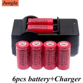 Fuente de energía recargable 2700 mAh Li‑Ion (CR123A) – uso en linternas