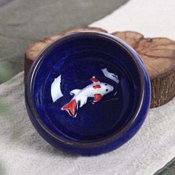 Portable Fish Pattern Teacup – Crackle Glaze Ceramic