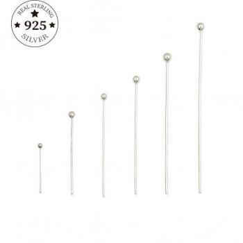 10pcs/lot 15-50mm Sterling Silver Metal Ball Head Pins