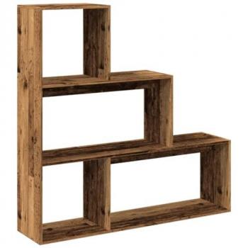 Old Wood Room Divider Bookcase 3-Tier 123x29x123 cm Engineered Wood