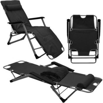 Lounger Amanka 178 cm – Tumbona Reclinable Negros para Camping