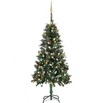 Albero di Natale Preilluminato 150 cm con Decorazioni