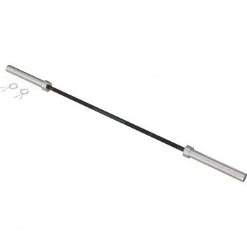 Barra Olímpica de Pesas de Acero 180 cm Ø50 mm con 2 Presillas Carga 200 kg para Discos de Ø5 cm Entrenamiento en Casa Negro