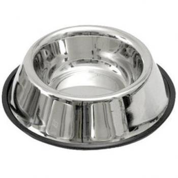 Comedero de Acero Inoxidable con Base de Goma para Mascotas 450 ml