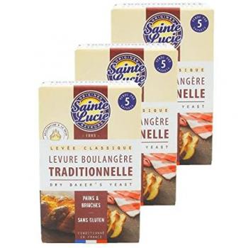 Levure de Boulangerie Traditionnelle – Pack 3x5, 40 g par sachet (Sainte Lucie)