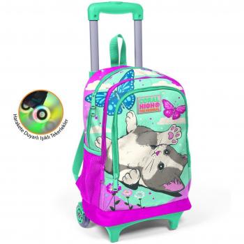 Aqua Green Cat Patterned Kids' Backpack