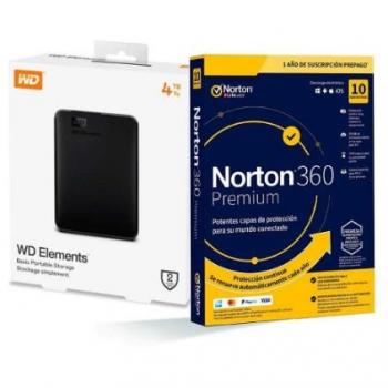WD Elements Disque Dur Externe 4 To 2,5 USB 3 + Norton 360