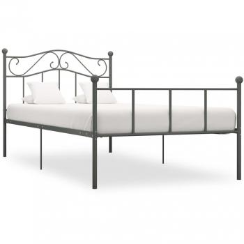 VidaXL 90x200 cm Bed Frame without Mattress Grey Metal
