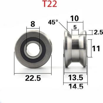 T22 8mm U Groove Roller Wheel Ball Bearing