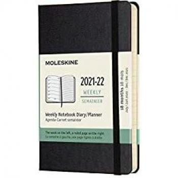 Moleskine 2022 18-Month Weekly Pocket Hardcover Notebook : Black