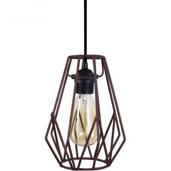 Suspension Tosel H85cm noir abat-jour marron