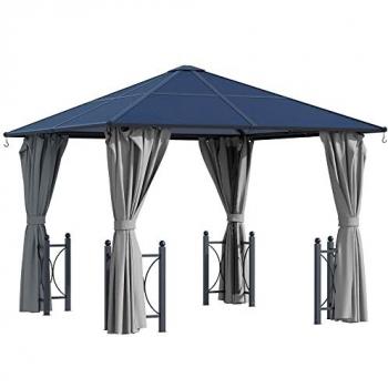 Tonnelle jardin OutSunny 300x300x260 cm – Aluminium grise, moustiquaire zippée