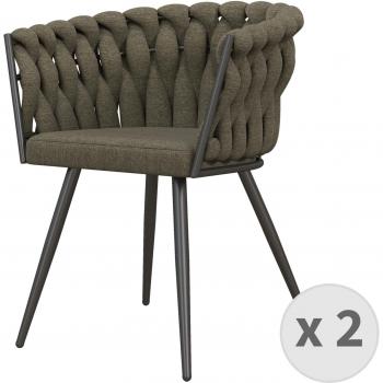 Sillón Tessa de mesa en marrón y metal negro (x2)