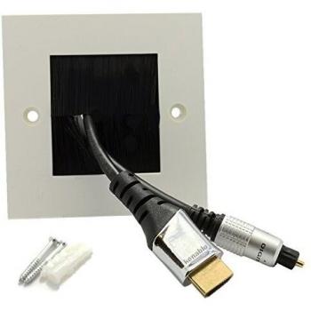 Kenable Black Brush Faceplate for Cable Exit/Wall Outlet UK Single Gang