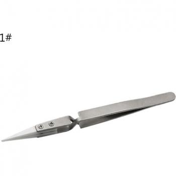 Ceramic-Tipped Stainless Steel Tweezers, Anti-Magnetic, Acid-Resistant, Precision Clamping Tool 23GB