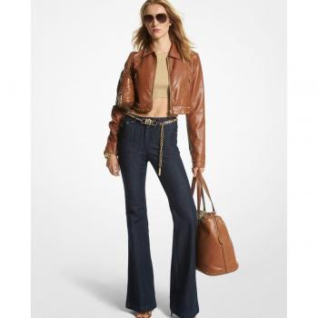 Pantalones de denim de campana para mujer con cinturón MICHAEL Michael Kors